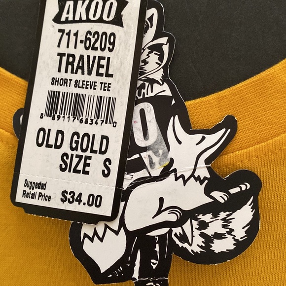 AKOO - OLD GOLD 
“AFRICA - LAND OF THE PEOPLE”
MEN’S SHORT SLEEVE TEE, Sz S, NEW - Picture 6 of 7